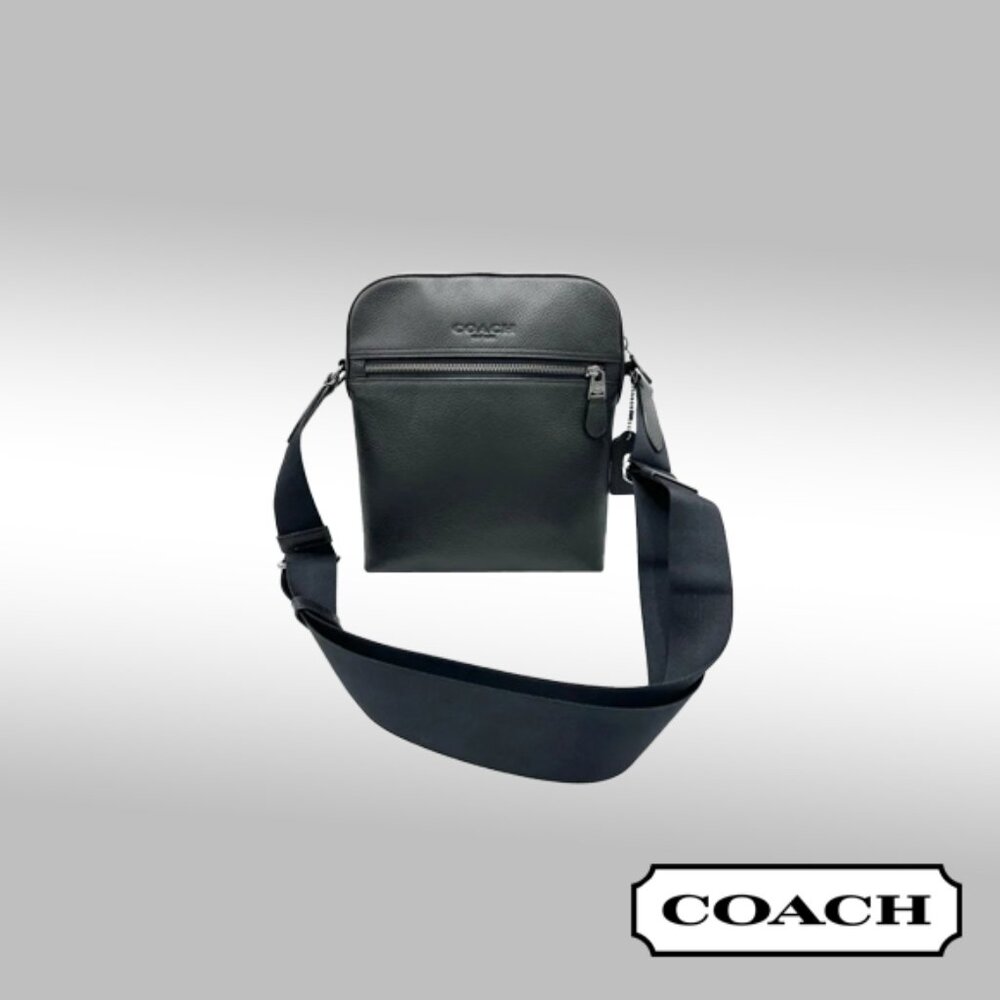 Coach Houston Flight Crossbody – Black Pebbled Leather